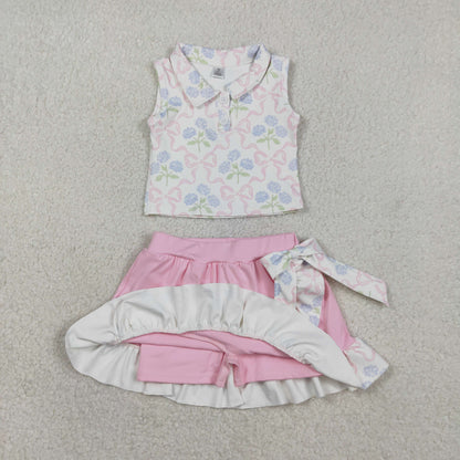 Sibling Baby Girls Bows Checked Button Vests Ruffle Skirt Shorts Yoga Active Clothes Sets