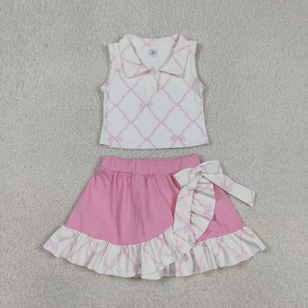 Sibling Baby Girls Bows Checked Button Vests Ruffle Skirt Shorts Yoga Active Clothes Sets