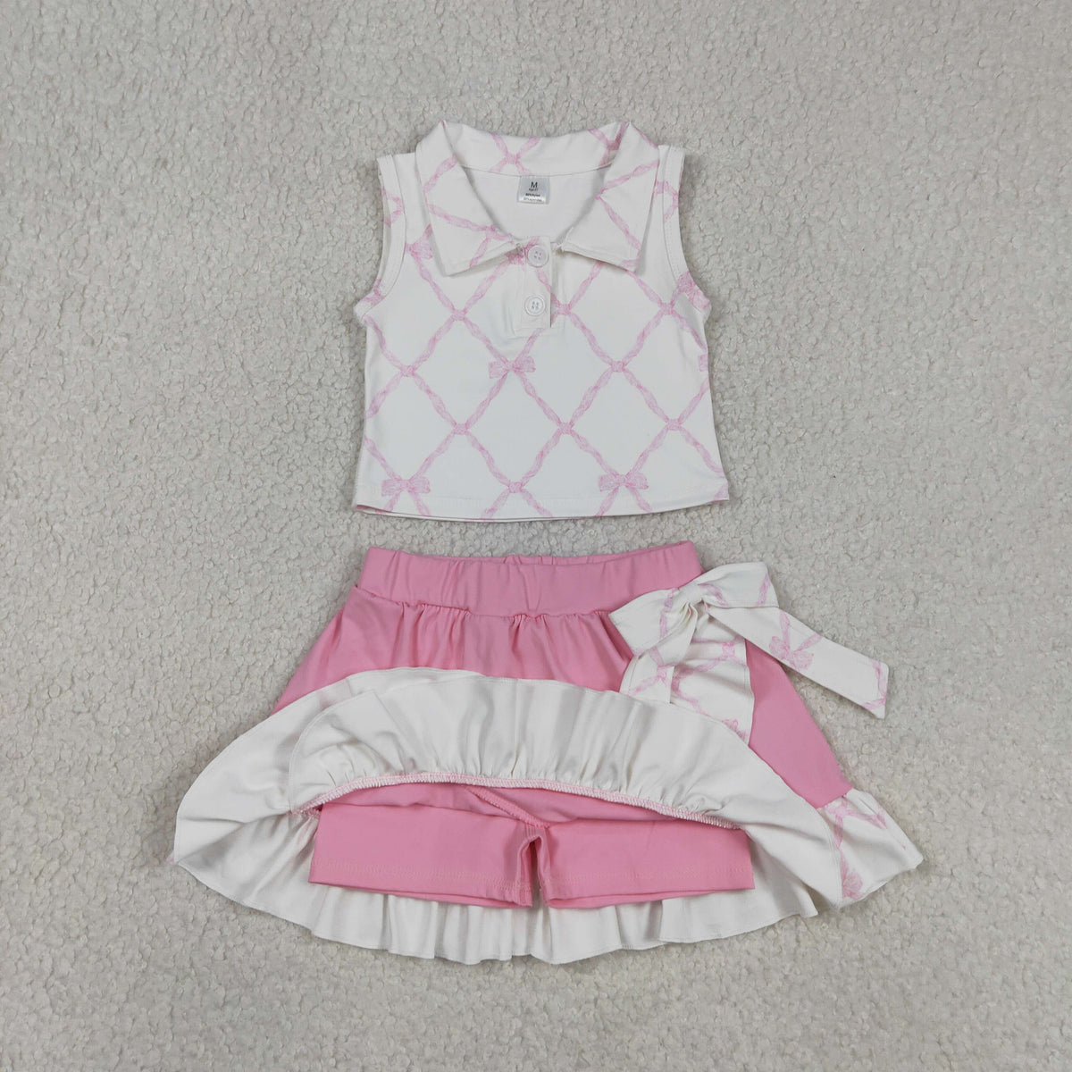 Sibling Baby Girls Bows Checked Button Vests Ruffle Skirt Shorts Yoga Active Clothes Sets
