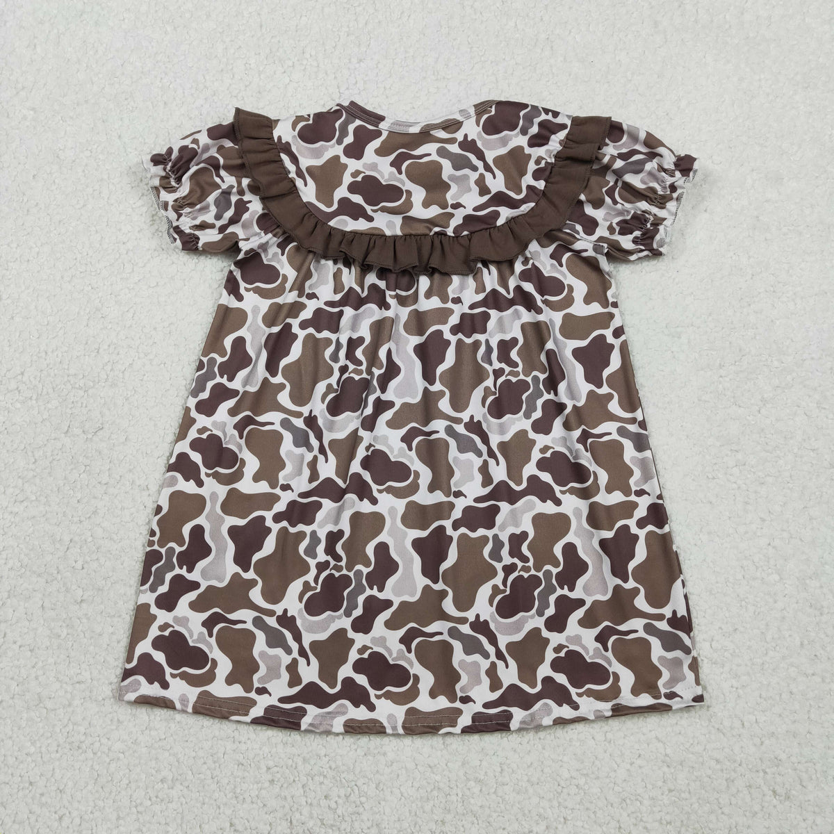 Sibling Embroidery Mama's Boy Girl Brown Camo Shorts Clothes Set Dress Rompers