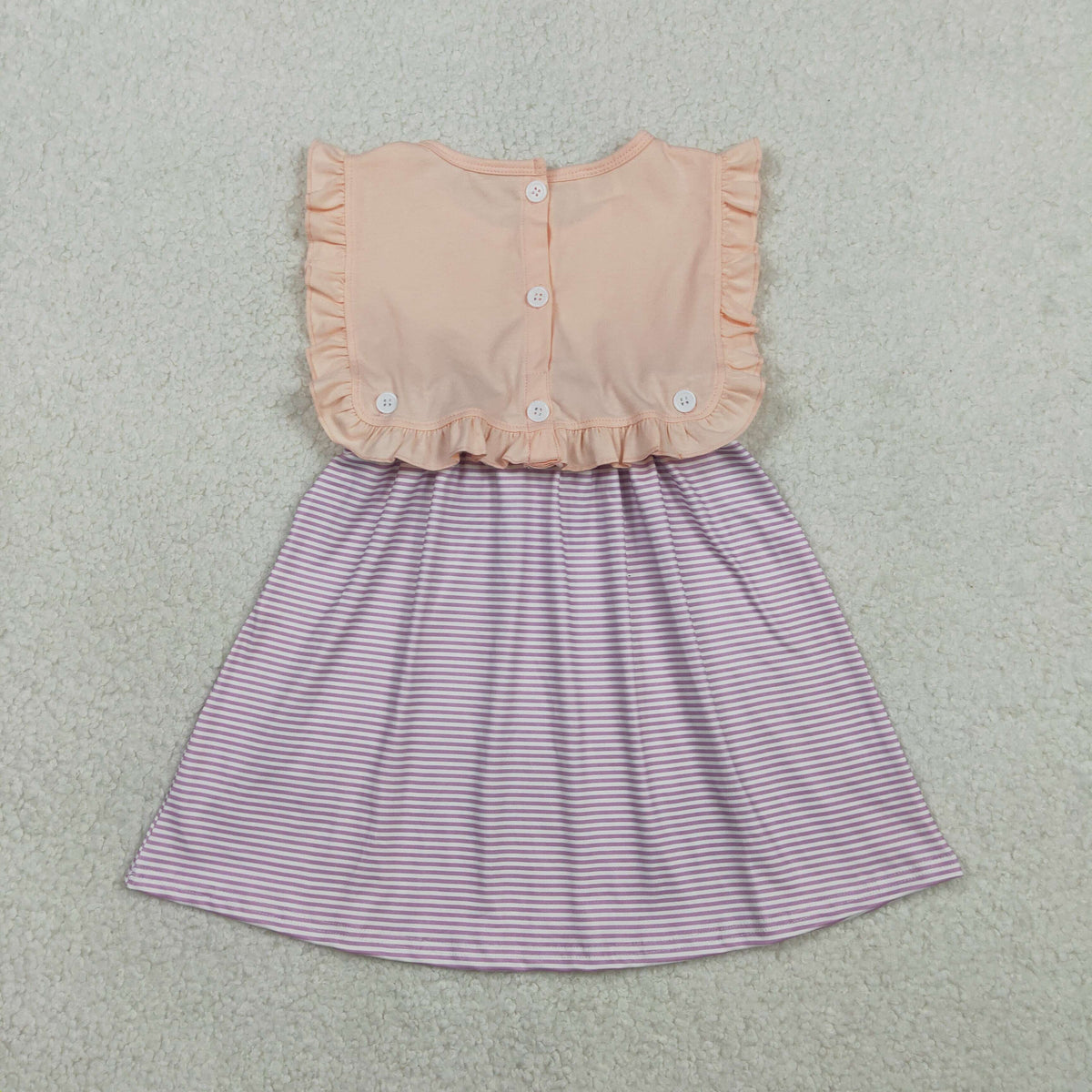 GSD3559 Baby Girls Sleeveless Peach Button Top Stripe Knee Length Dresses
