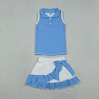 Sibling Baby Girls Bows Checked Button Vests Ruffle Skirt Shorts Yoga Active Clothes Sets