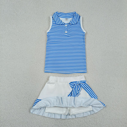 Sibling Baby Girls Bows Checked Button Vests Ruffle Skirt Shorts Yoga Active Clothes Sets
