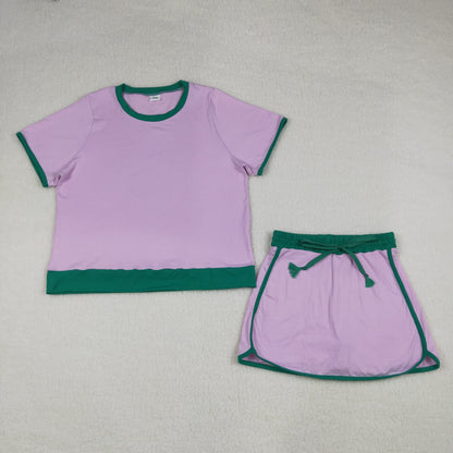 Mama and Me Girls Short Sleeve Top Skirt Short Cotton Clothes Sets