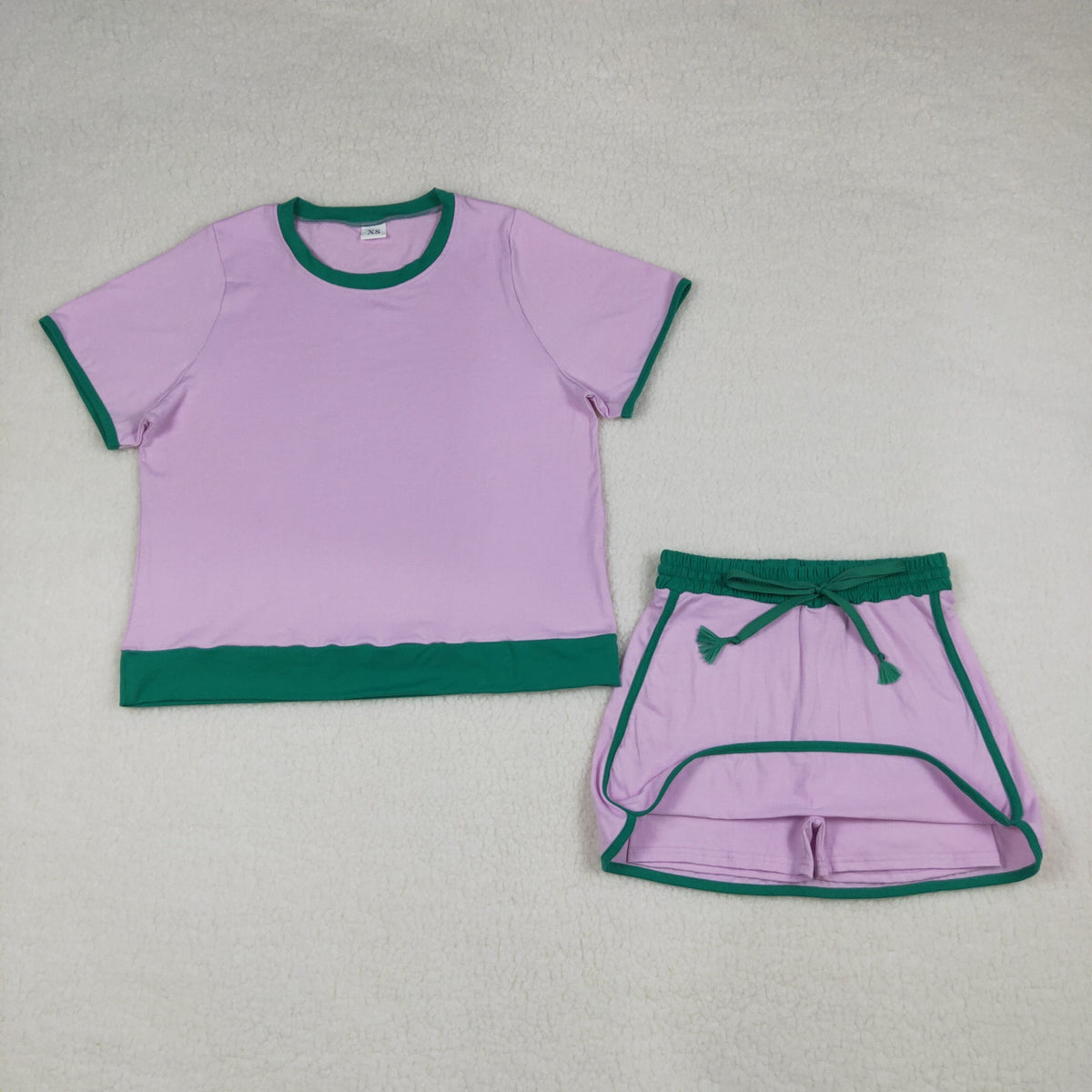 Adult Women Short Sleeve Shirts Top Skirt Short Cotton Clothes Sets