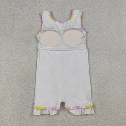 Sibling Baby Girls Pink Blue Checked Bows Lemons Yoga Active Shorts Knee Length Dress