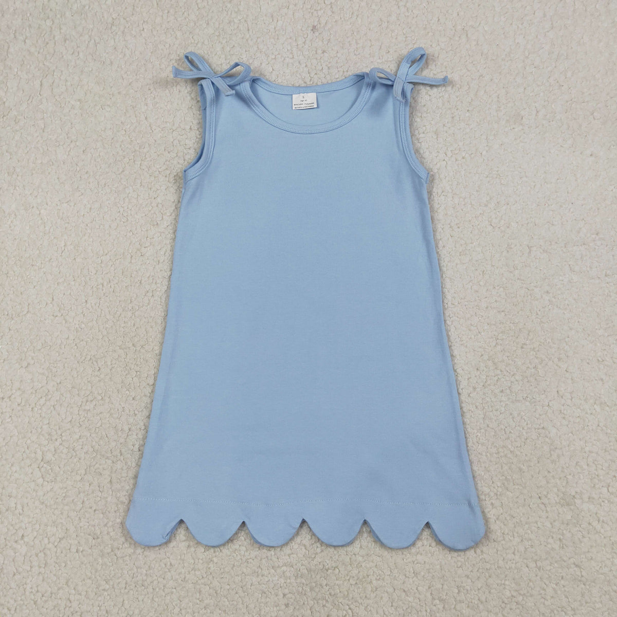 Sibling Baby Girls Bows Sleeveless Scallop Knee Length Dresses