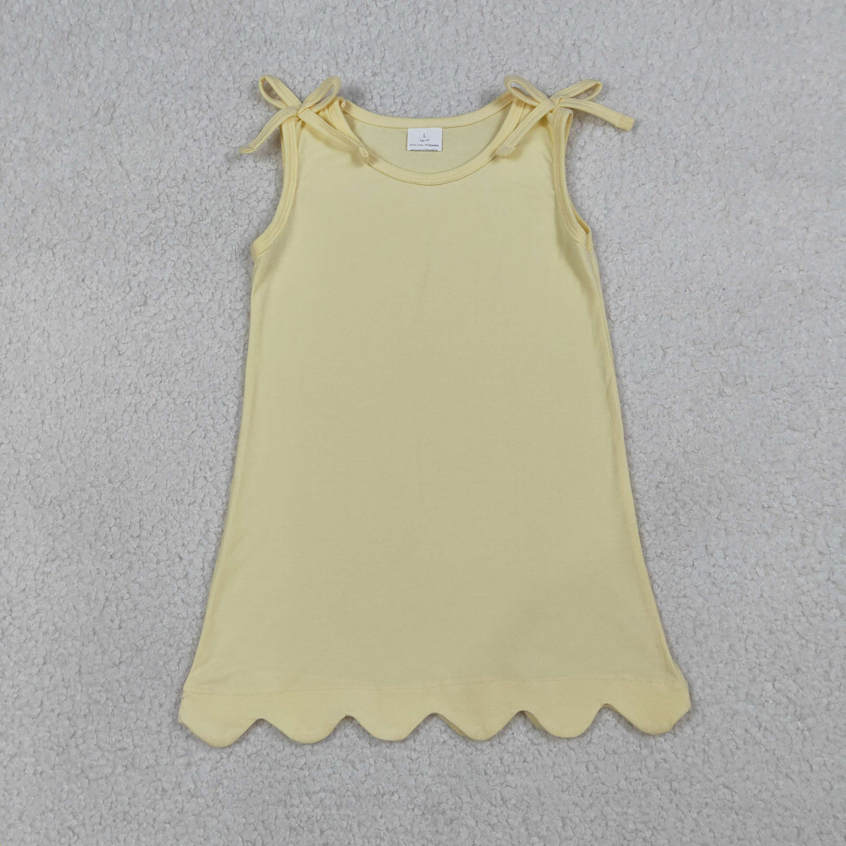 GSD3707 Baby Girls Yellow Bows Sleevelss Scallop Knee Length Dresses