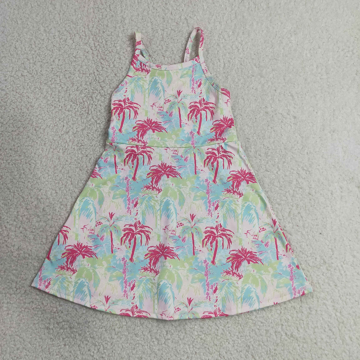 Sibling Baby Girls Strap Bows Flowers Yoga Active Shorts Knee Length Dresses