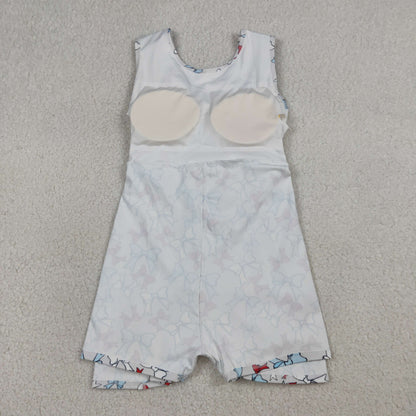 GSD3752 Baby Girls Red Blue Bows Plaid 4th of July Yoga Active Short Knee Length Dress
