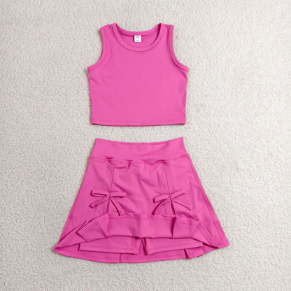 Sibling Baby Girls Sleeveless Vest Top Skirt Short Yoga Active Clothes Sets