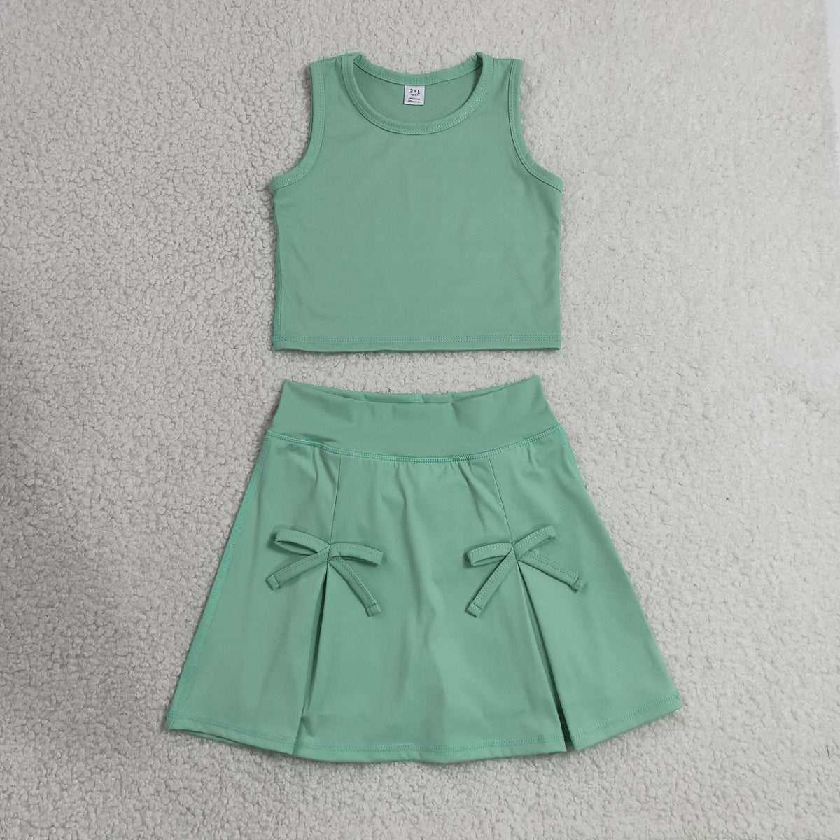 Sibling Baby Girls Sleeveless Vest Top Skirt Short Yoga Active Clothes Sets