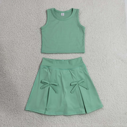 Sibling Baby Girls Sleeveless Vest Top Skirt Short Yoga Active Clothes Sets