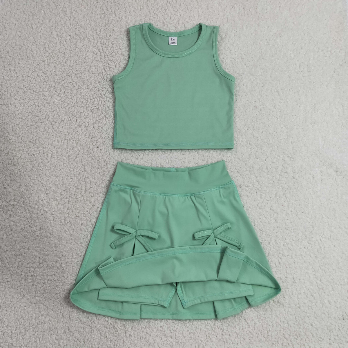Sibling Baby Girls Sleeveless Vest Top Skirt Short Yoga Active Clothes Sets