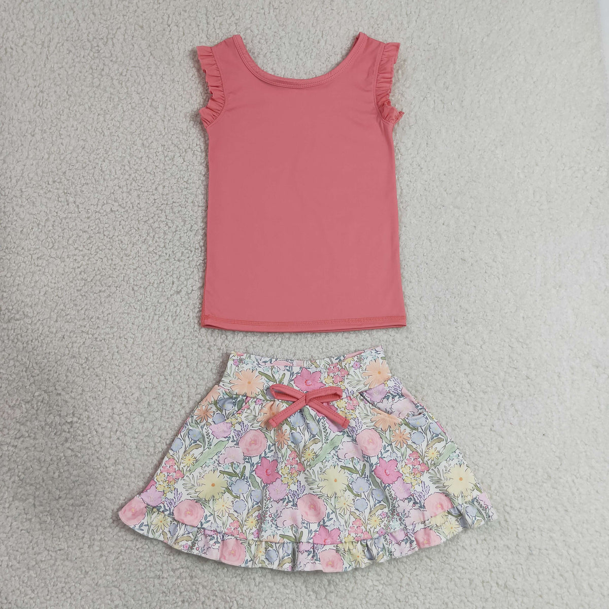 Sibling Baby Girls Sleeveless Vest Top Flowers Skirt Shorts Yoga Active Clothes Sets