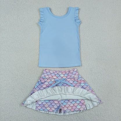 Sibling Baby Girls Sleeveless Vest Top Flowers Skirt Shorts Yoga Active Clothes Sets