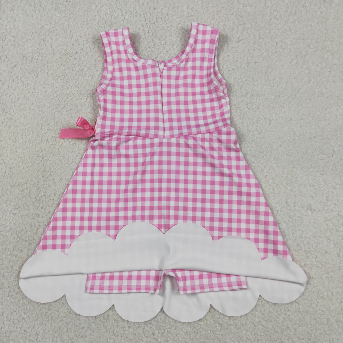 Sibling Baby Girls Blue Orange Checked Yoga Active Shorts Scallop Knee Length Dresses