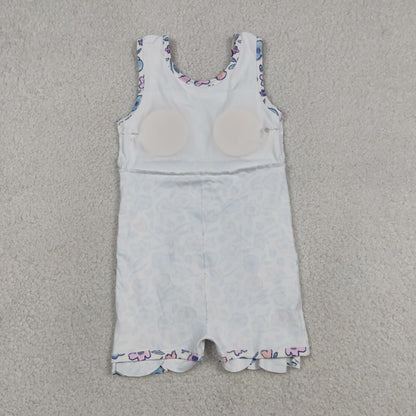 Sibling Baby Girls Sleeveless Bows Flowers Yoga Active Shorts Scallop Knee Length Dresses