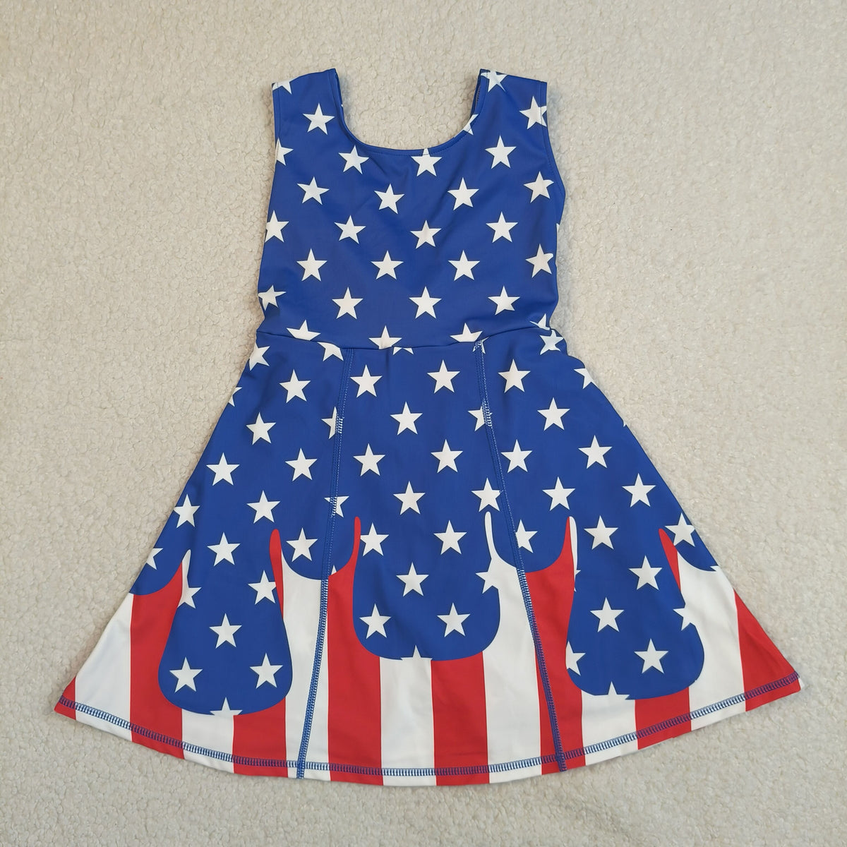 Sibling Baby Kids Stars Stripe Top Shorts 4th of July Clothes Set Yoga Short Knee Length Dress