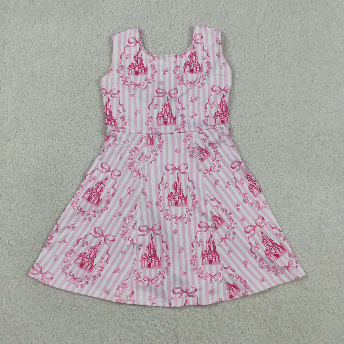 Sibling Baby Girls Sleeveless Bows Castles Yoga Active Shorts Knee Length Dresses