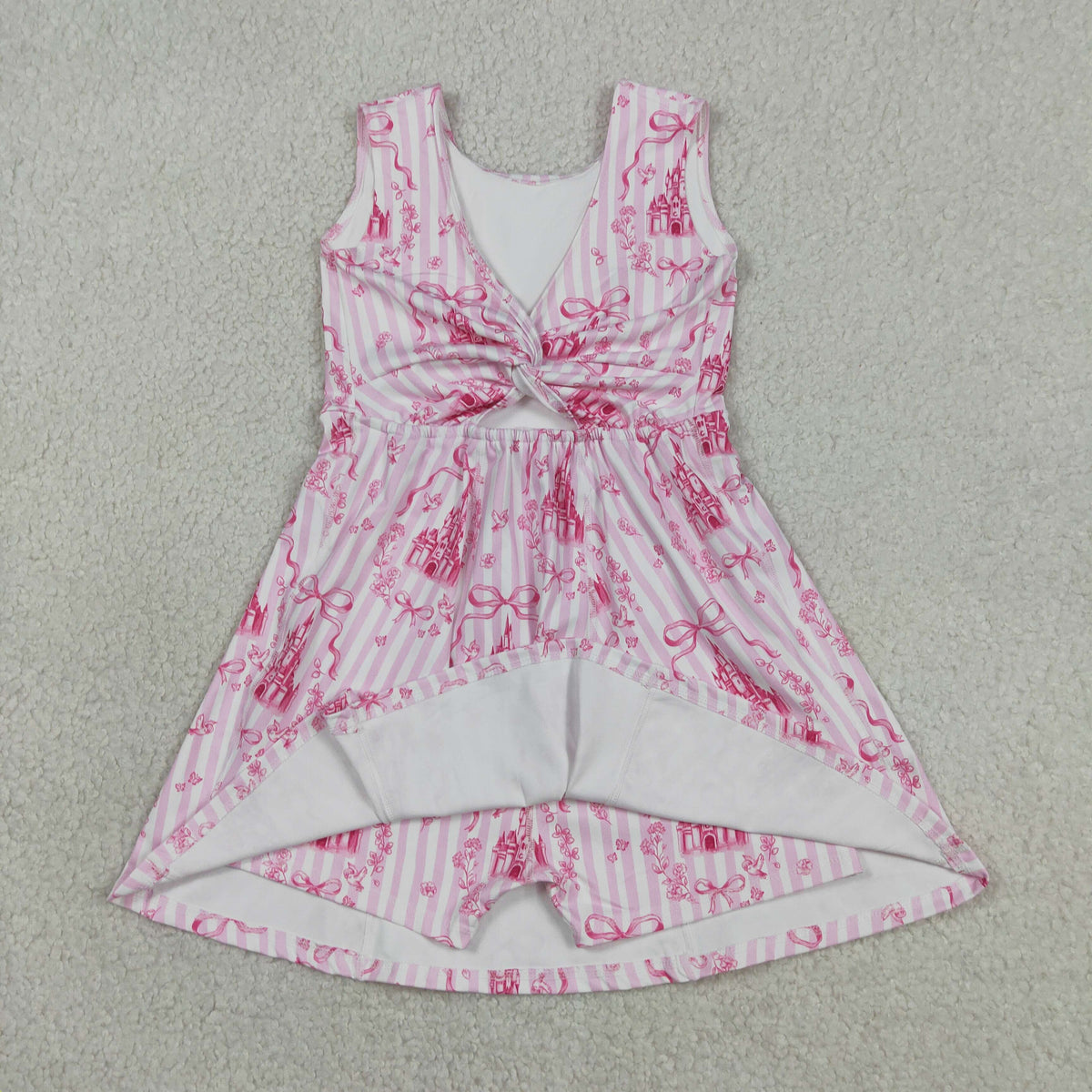 Sibling Baby Girls Sleeveless Bows Castles Yoga Active Shorts Knee Length Dresses