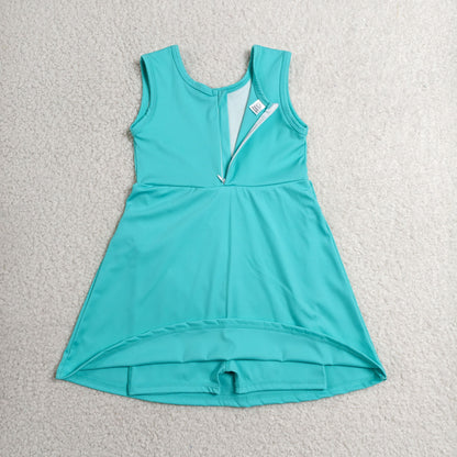 Sibling Baby Girls Sleeveless Back Zip Yoga Active Shorts Knee Length Dresses