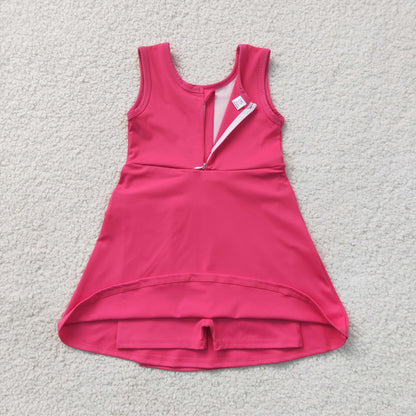 Sibling Baby Girls Sleeveless Back Zip Yoga Active Shorts Knee Length Dresses