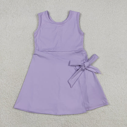 Sibling Baby Girls Sleeveless Back Zip Yoga Active Shorts Knee Length Dresses