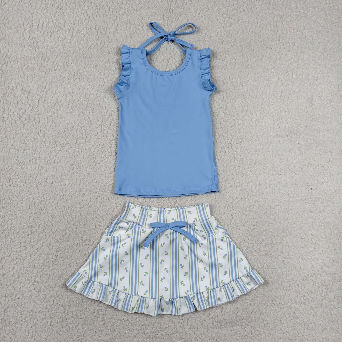 Sibling Baby Girls Sleeveless Vest Top Flowers Skirt Shorts Yoga Active Clothes Sets