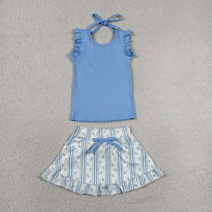 Sibling Baby Girls Sleeveless Vest Top Flowers Skirt Shorts Yoga Active Clothes Sets