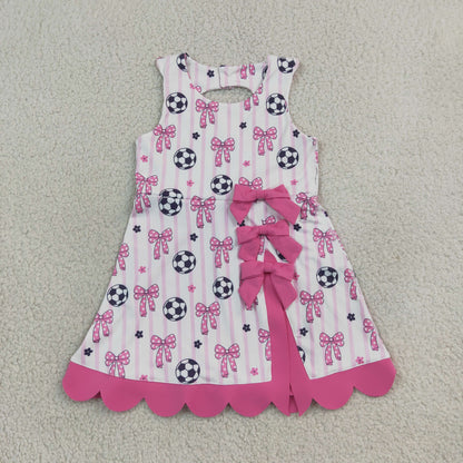 Sibling Baby Girls Sleeveless Baseballs Footballs Bows Scallop Yoga Active Shorts Dresses