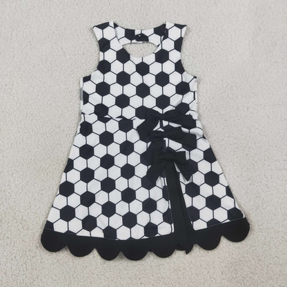 Sibling Baby Girls Sleeveless Baseballs Footballs Bows Scallop Yoga Active Shorts Dresses