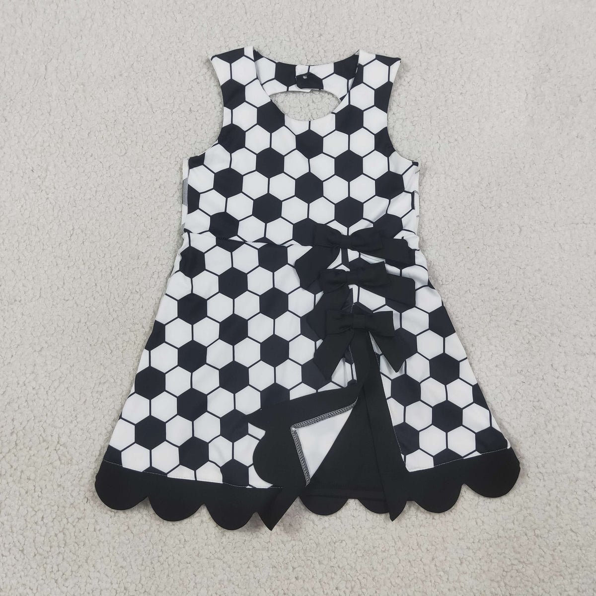 Sibling Baby Girls Sleeveless Baseballs Footballs Bows Scallop Yoga Active Shorts Dresses