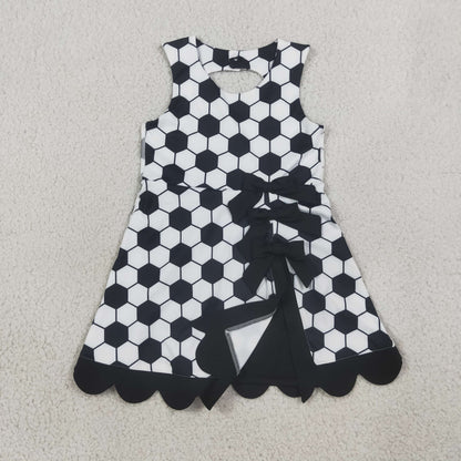 Sibling Baby Girls Sleeveless Baseballs Footballs Bows Scallop Yoga Active Shorts Dresses