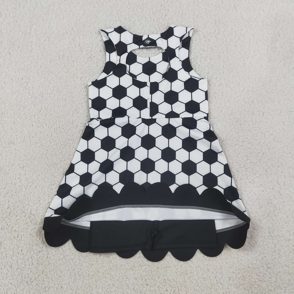 Sibling Baby Girls Sleeveless Baseballs Footballs Bows Scallop Yoga Active Shorts Dresses