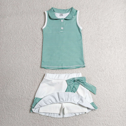 Sibling Baby Girls Bows Checked Button Vests Ruffle Skirt Shorts Yoga Active Clothes Sets