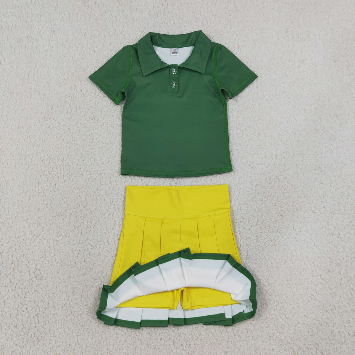 Sibling Baby Girls Short Sleeve Button Polo Shirts Pleated Skirt Short Yoga Active Clothes Sets