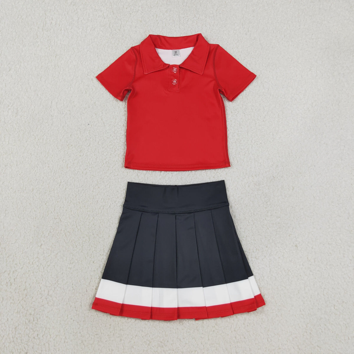 Sibling Baby Girls Short Sleeve Button Polo Shirts Pleated Skirt Short Yoga Active Clothes Sets
