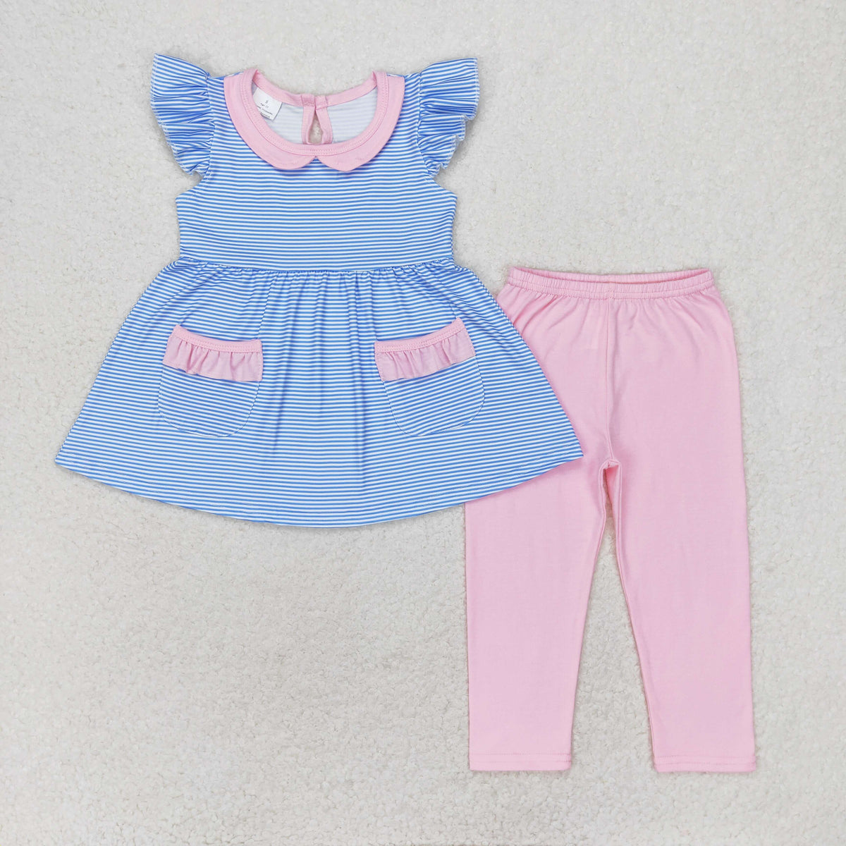 Sibling Baby Girls Bows Flowers Tunic Leggings Pant Ruffle Sleeves Clothes Sets