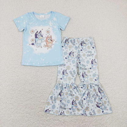 Sibling Baby Girls Dogs Shirts Top Bell Pants Outfits