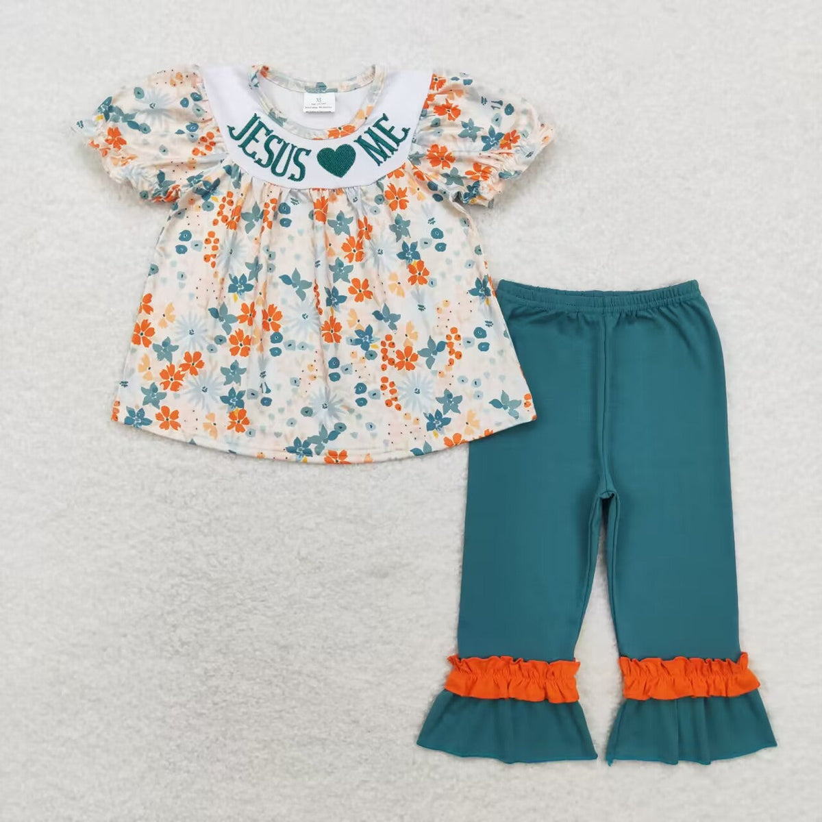 Sibling Baby Kids Embroidery Rabbits Eggs Jesus Top Pants Easter Clothes Set