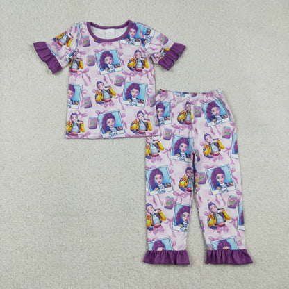 Sibling Baby Girls Cartoon Demon Hunter Top Ruffle Pants Pajamas Sets