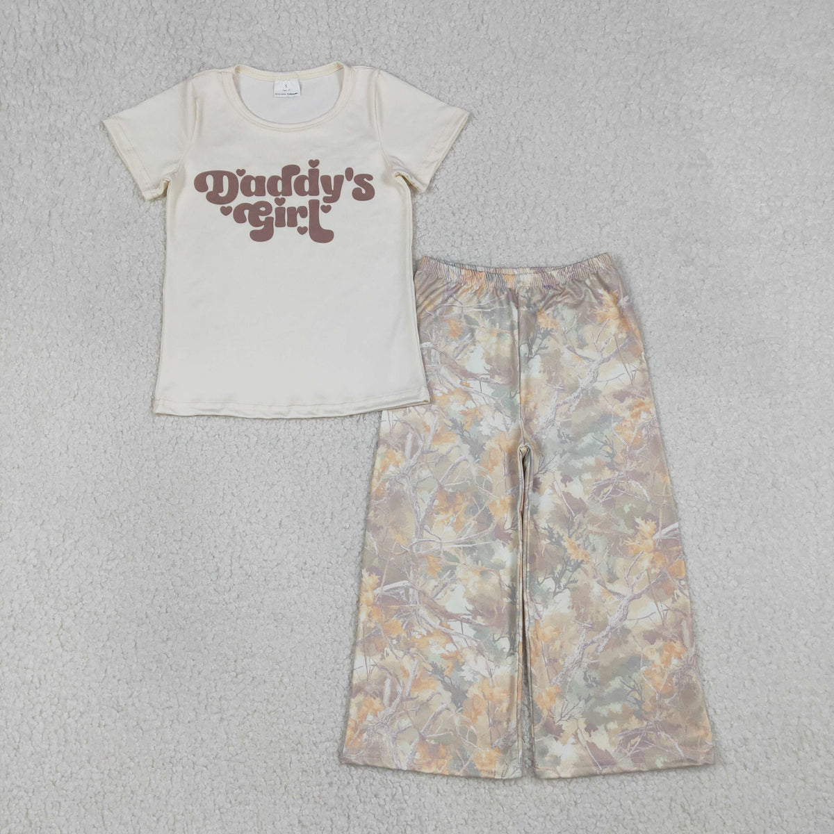 GSPO2258 Baby Girls Daddy's Girl Top Leaves Camo Flare Pants Clothes Sets