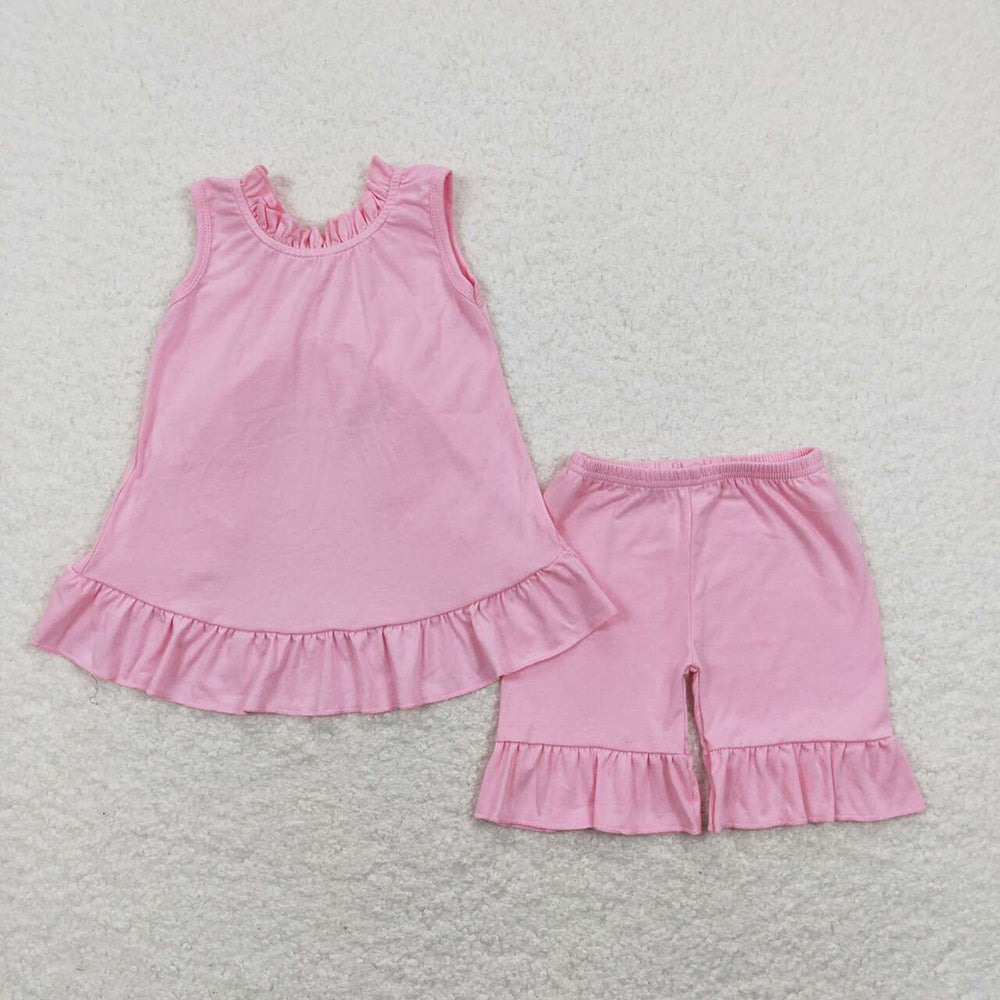 Sibling Baby Girls Back Bow Tunic Tops Ruffle Shorts Outfits