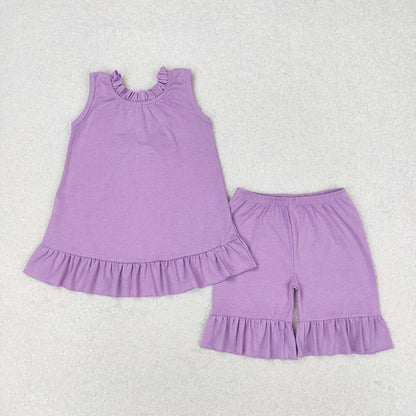 Sibling Baby Girls Back Bow Tunic Tops Ruffle Shorts Outfits