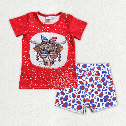Sibling Baby Girls America Babe Stars Top Denim Pockets Shorts 4th of July Clothes Sets