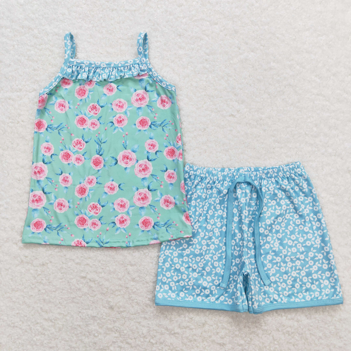 Sibling Baby Girls Straps Floral Top Shorts Summer Clothes Sets