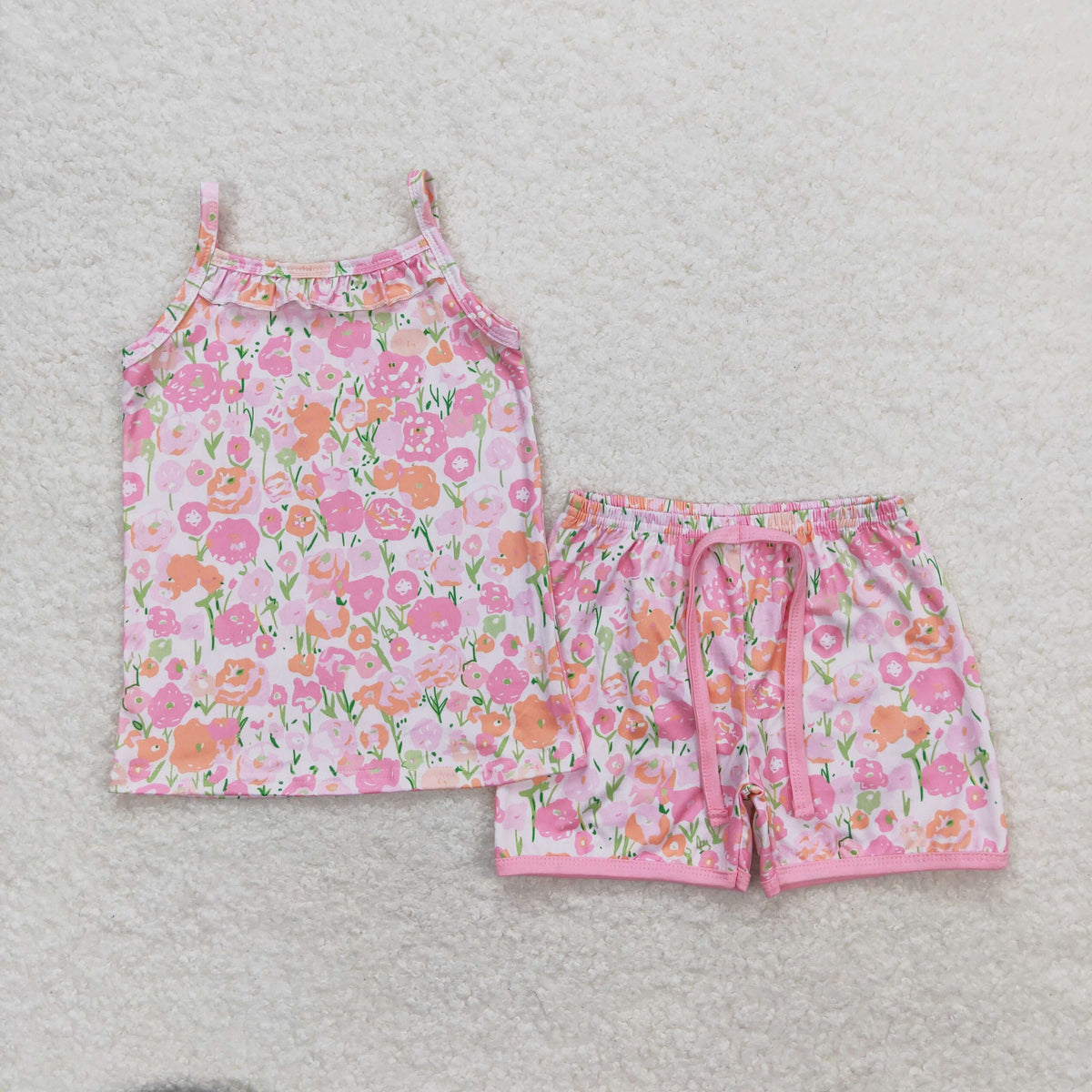Sibling Baby Girls Straps Floral Top Shorts Summer Clothes Sets