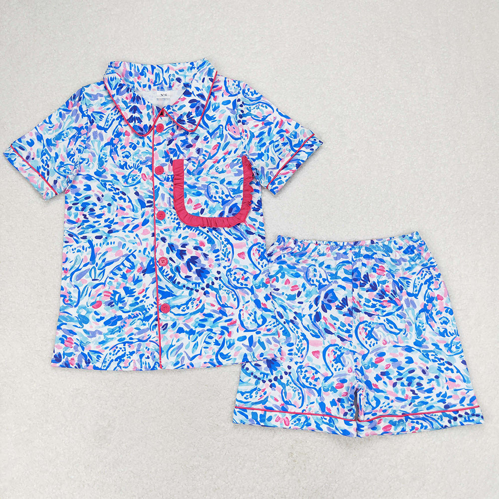 Sibling Adult Women Bows Leopard Pocket Buttons Tops Shorts Pajamas Sets
