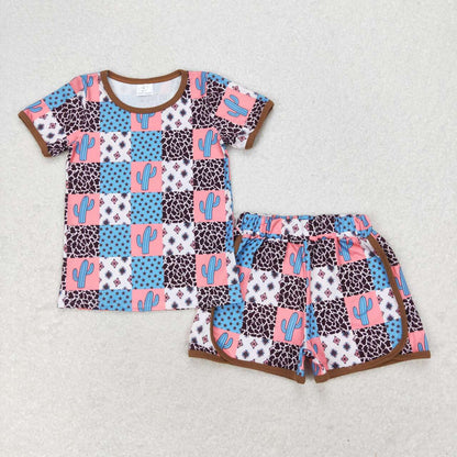 Sibling Baby Girls Flowers Plaid Tee Shirts Shorts Summer Clothes Sets